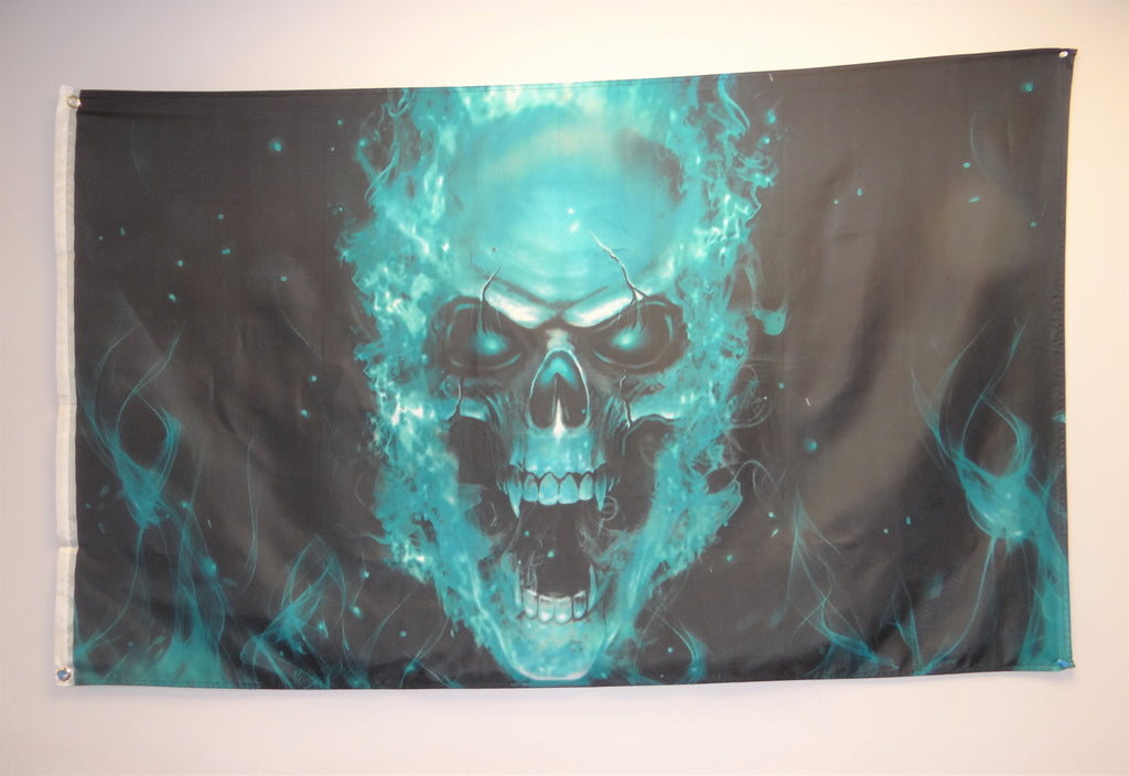 Skull Blue 3'x5' Flags